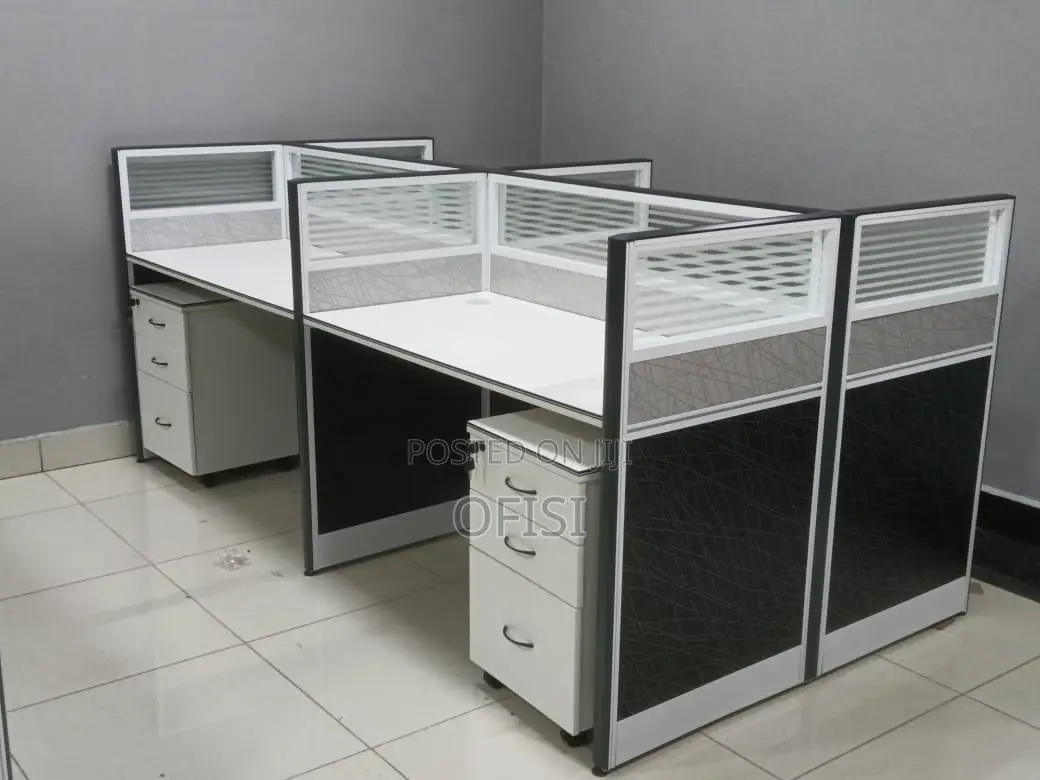 Office Workstation; 4 Way Workstation 2.4m X 1.2m in Grey