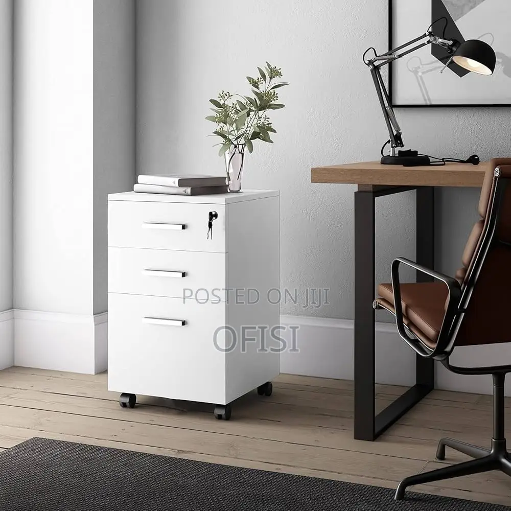 Office Cabinet; 3-Drawer Wooden Pedestal Office Filling Cabinet