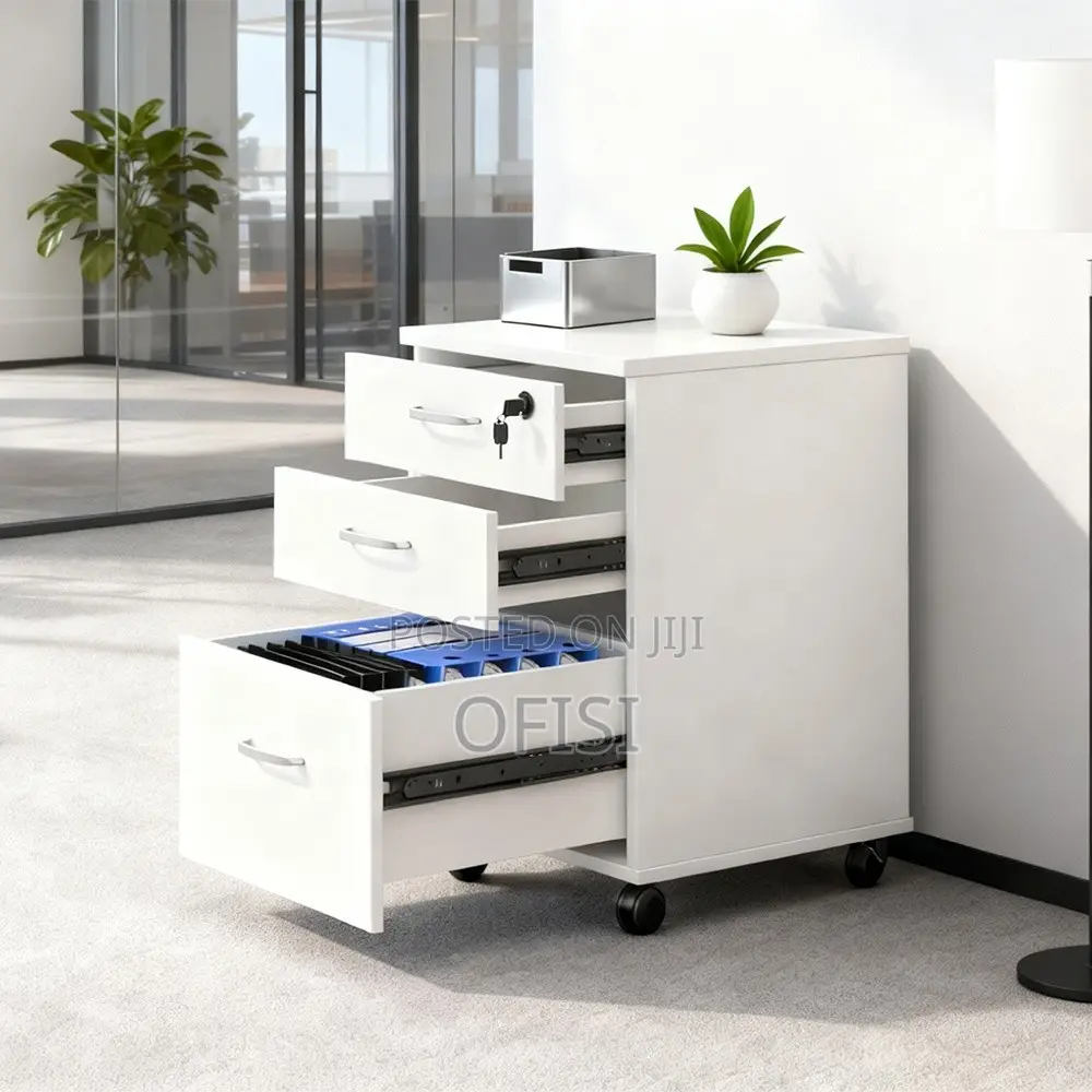 Office Cabinet; 3-Drawer Wooden Pedestal Office Filling Cabinet