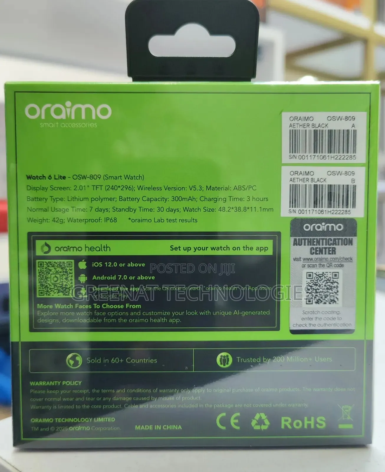 Oraimo Watch 6 Lite Osw-809