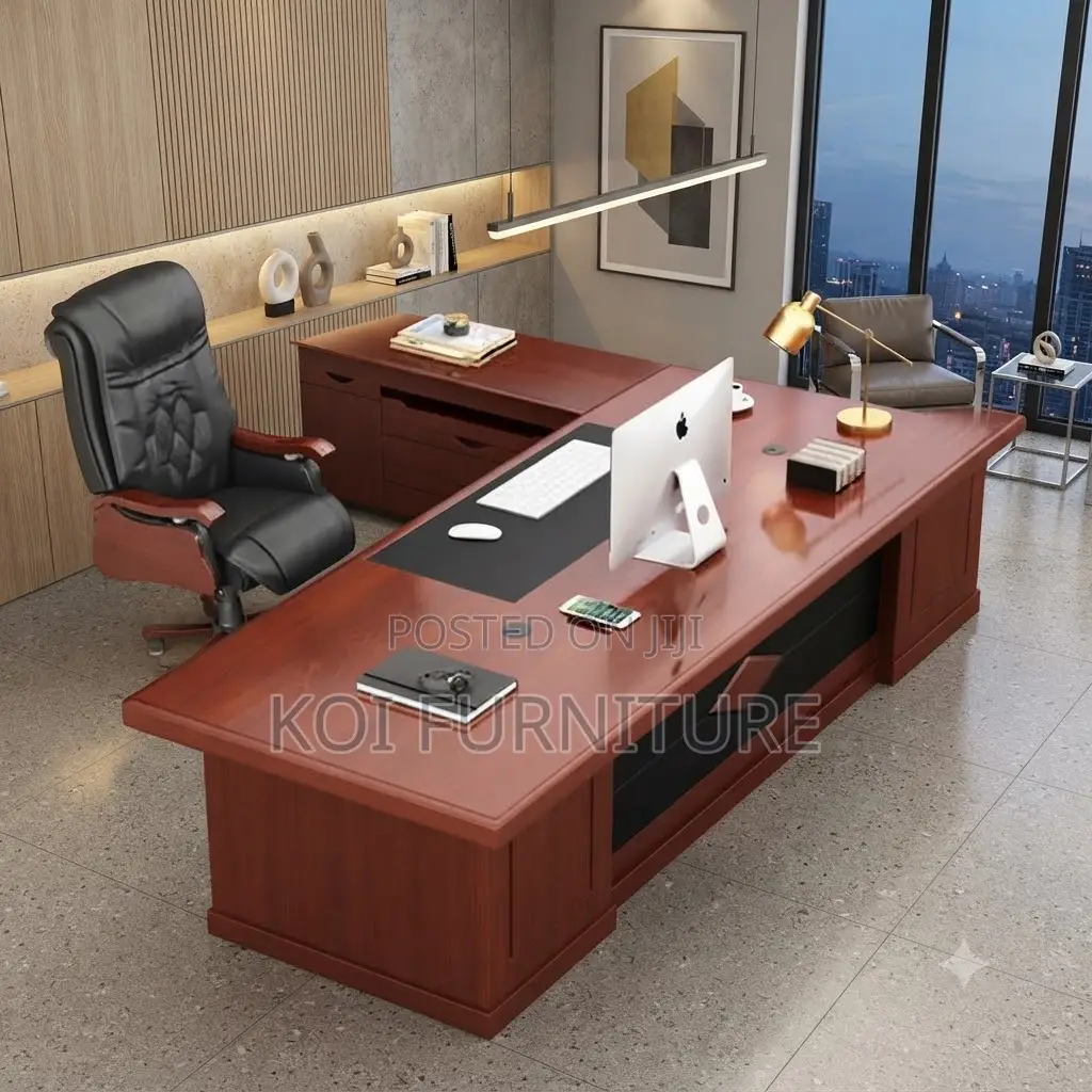 Office Desk; 1.6 Meter Executive Brown-Red Worksmart Mahogany Desk