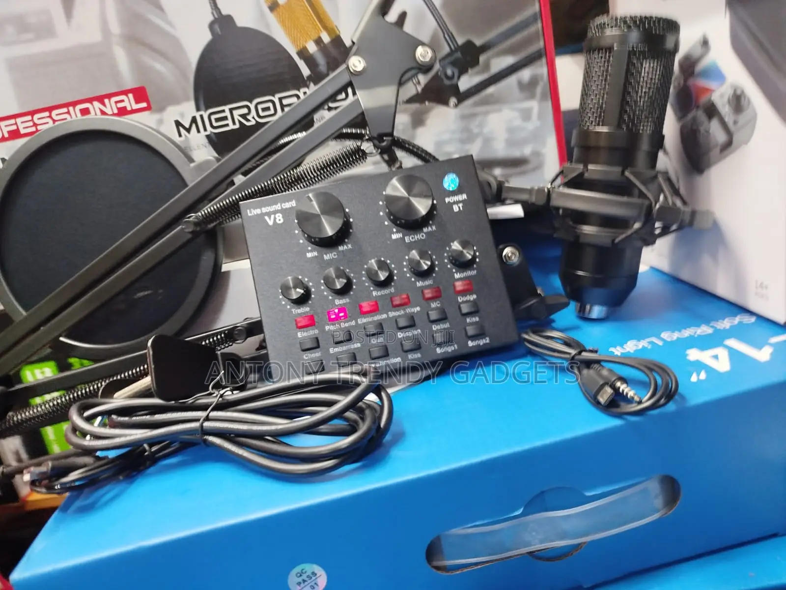 V9 Live Sound Card With BM800 Condenser Microphone Set