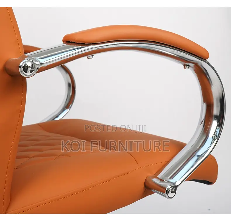 Office Chair; Leather Executive Office Chair With Chrome Armrest