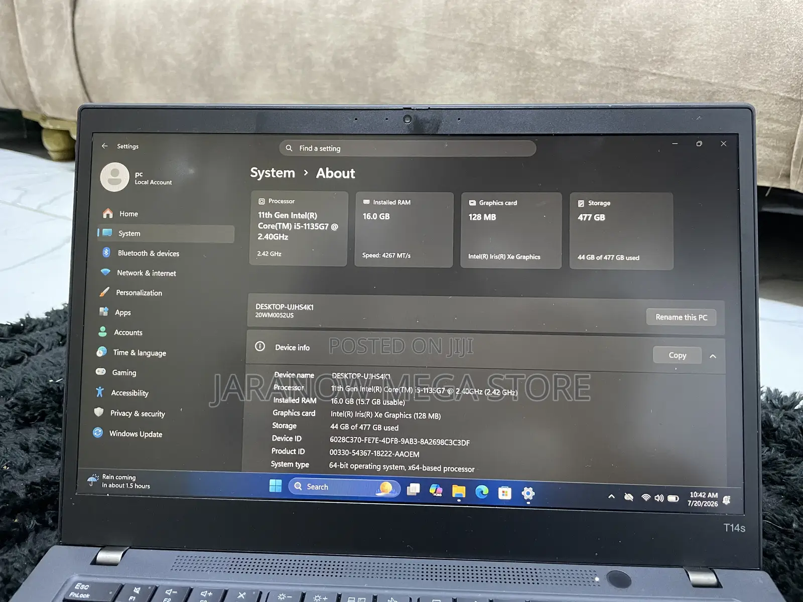 Laptop Lenovo ThinkPad T14s Gen 2 16GB Intel Core i5 SSD 512GB