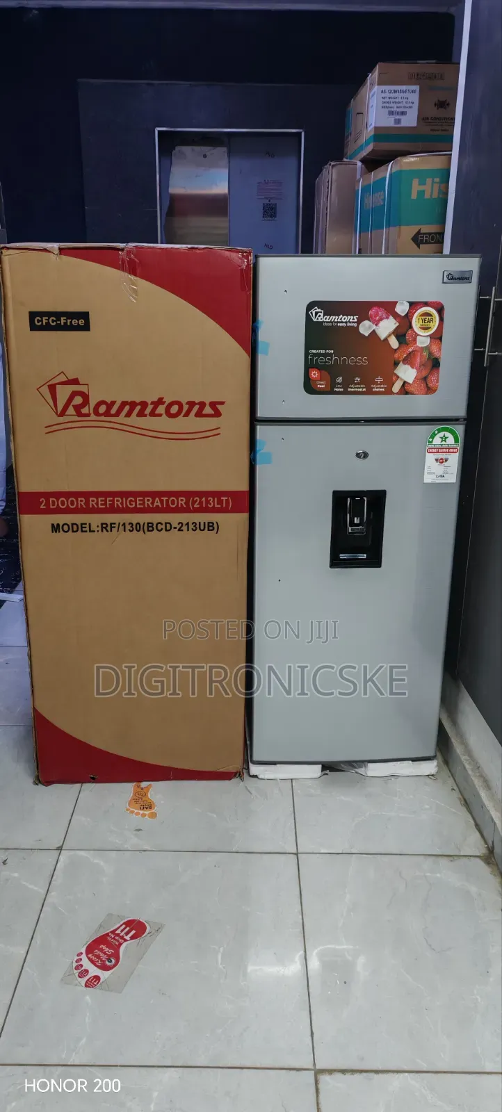 Ramtons Rf-130 213l Double Door Fridge With Dispenser