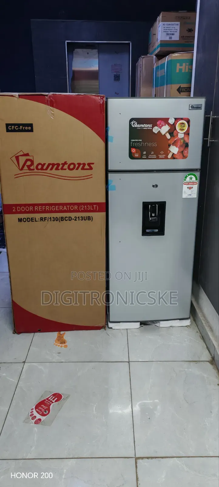 Ramtons Rf-130 213l Double Door Fridge With Dispenser