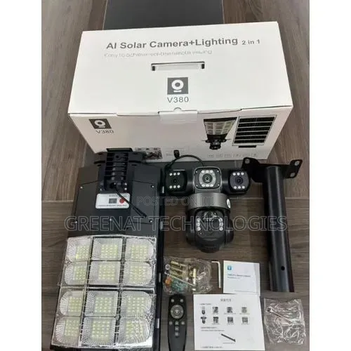 Triple Lens Solar Camera With Street Light PTZ + 200W LED, 4g/WiFi