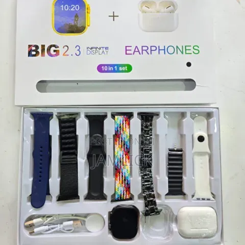 I20 Smart Watch Set With 7 Straps, Wireless Charger Earbuds – EG