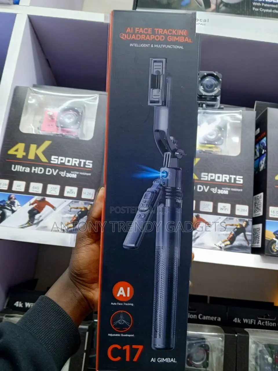 C17 3-in-1 Selfie Stick Tripod With AI Face Tracking