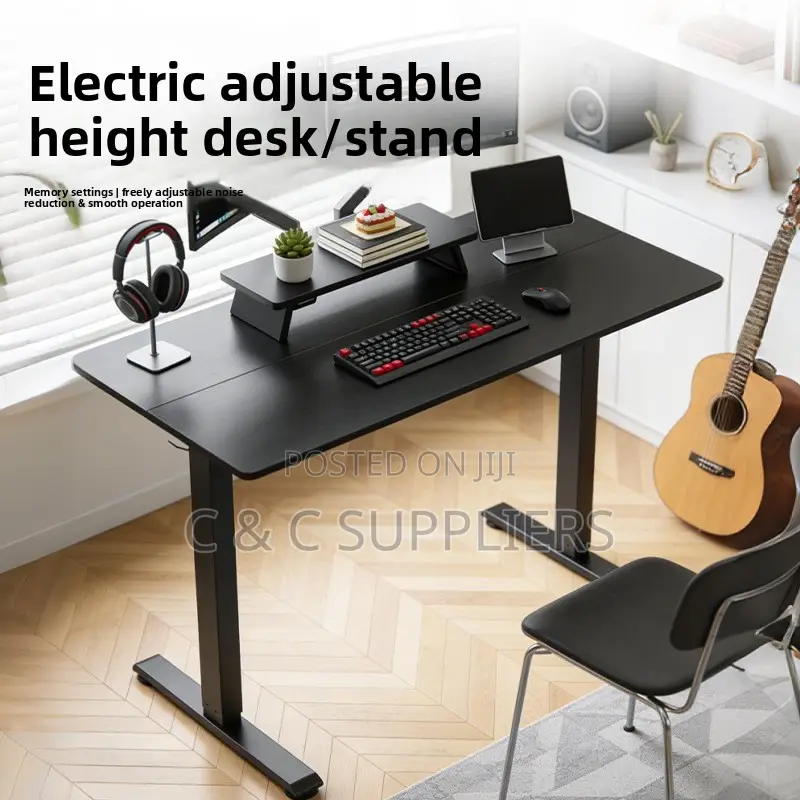 Black Electric LIftable Office Desk-1200mm