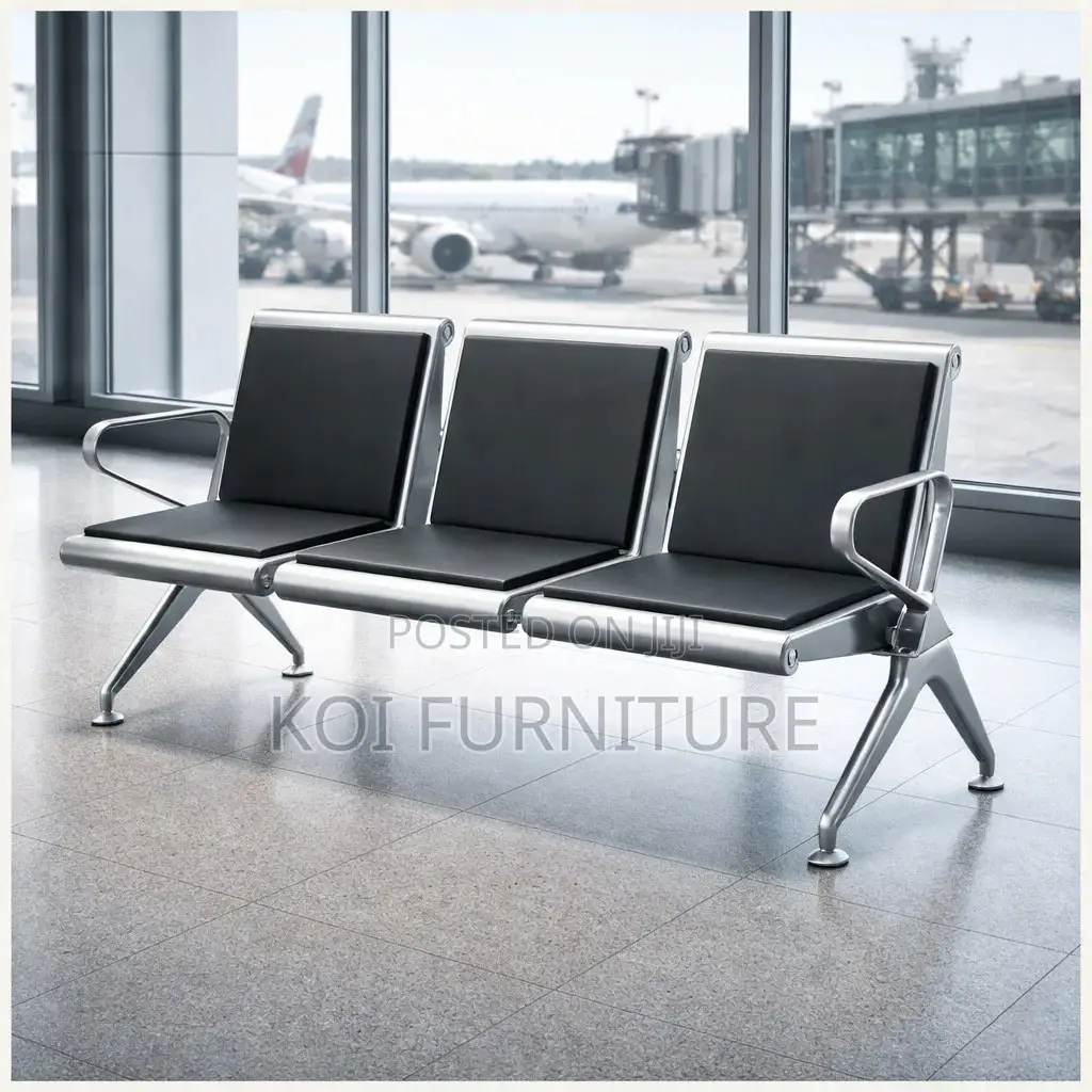 Office Bench; 3 Link Padded Office Waiting Bench