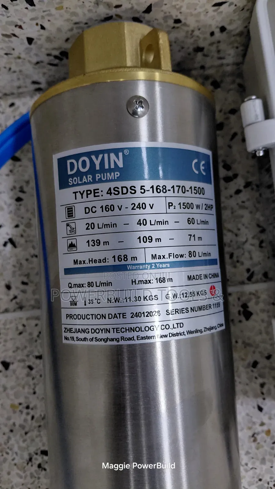 Doyin DC 2hp/1500w 168M Head Solar Submersible Pump