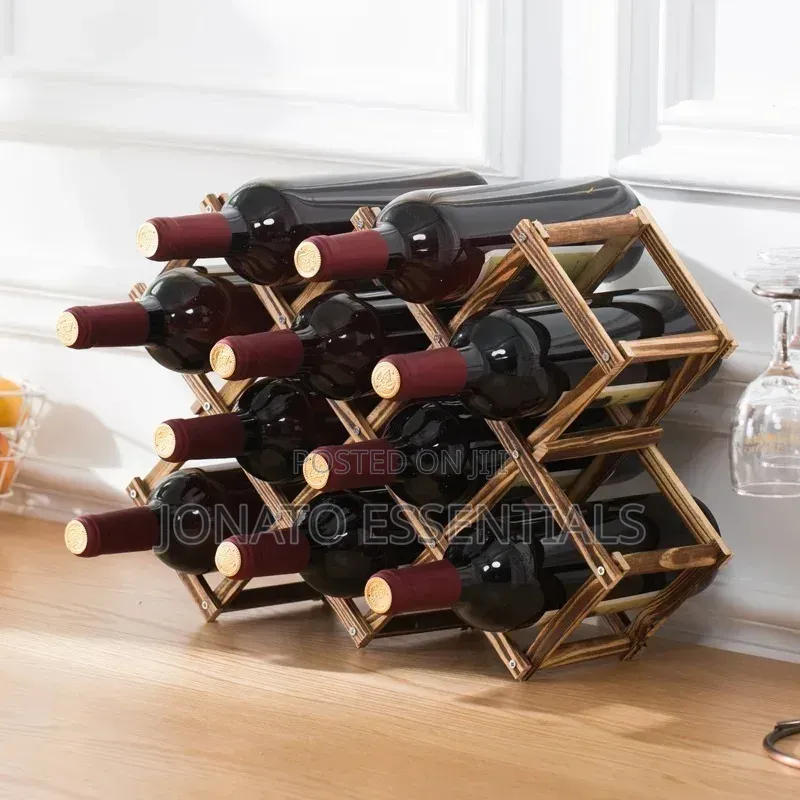 Foldable Wooden Wine Rack - Space Saving Countertop Storage