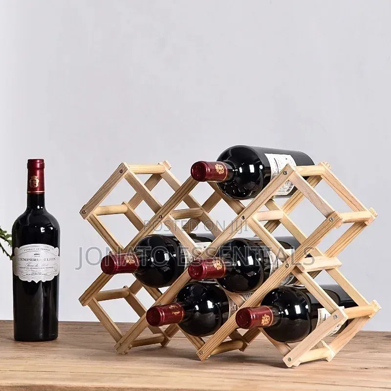 Foldable Wooden Wine Rack - Space Saving Countertop Storage