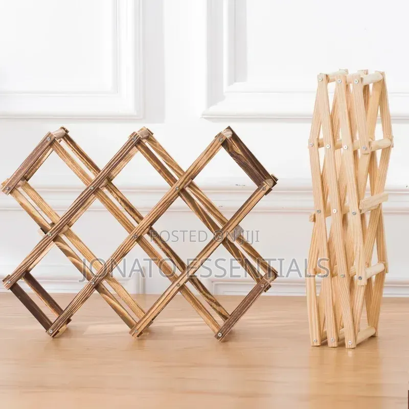 Foldable Wooden Wine Rack - Space Saving Countertop Storage