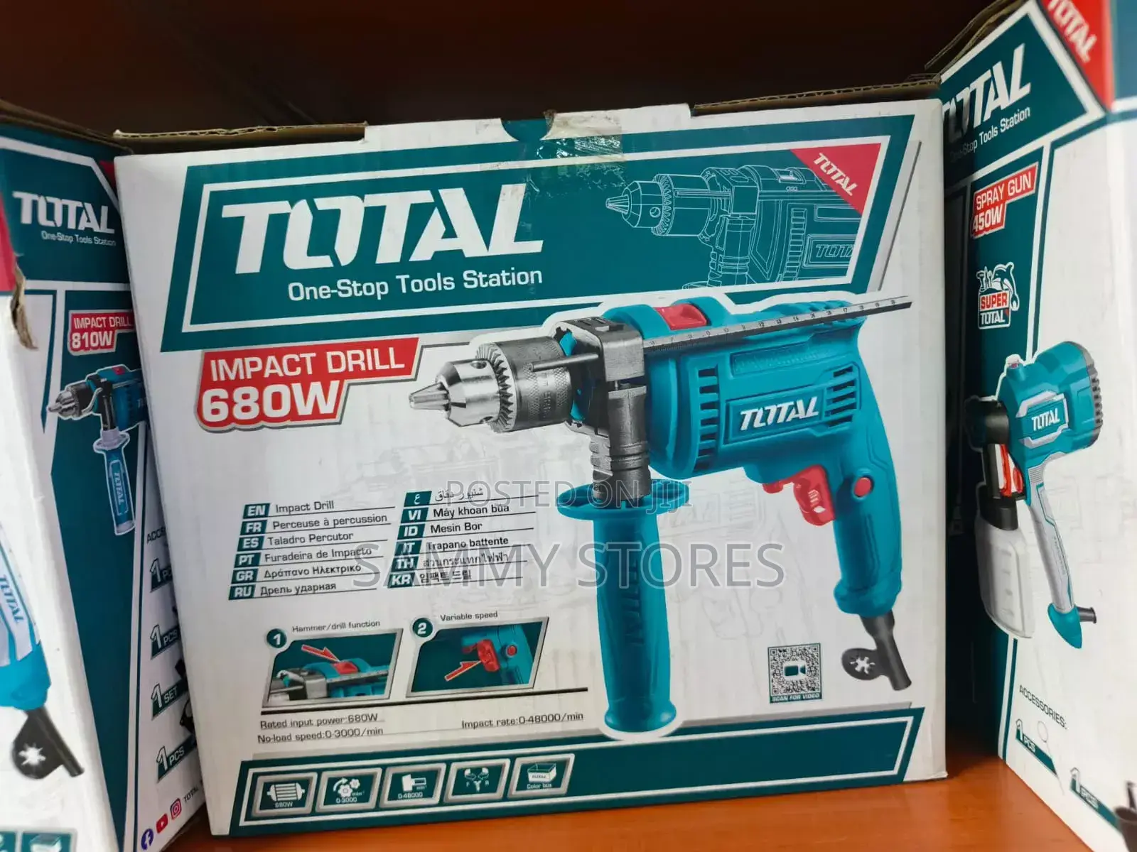 TOTAL 680W Electric Impact Drill With Variable Speed Hammer Function