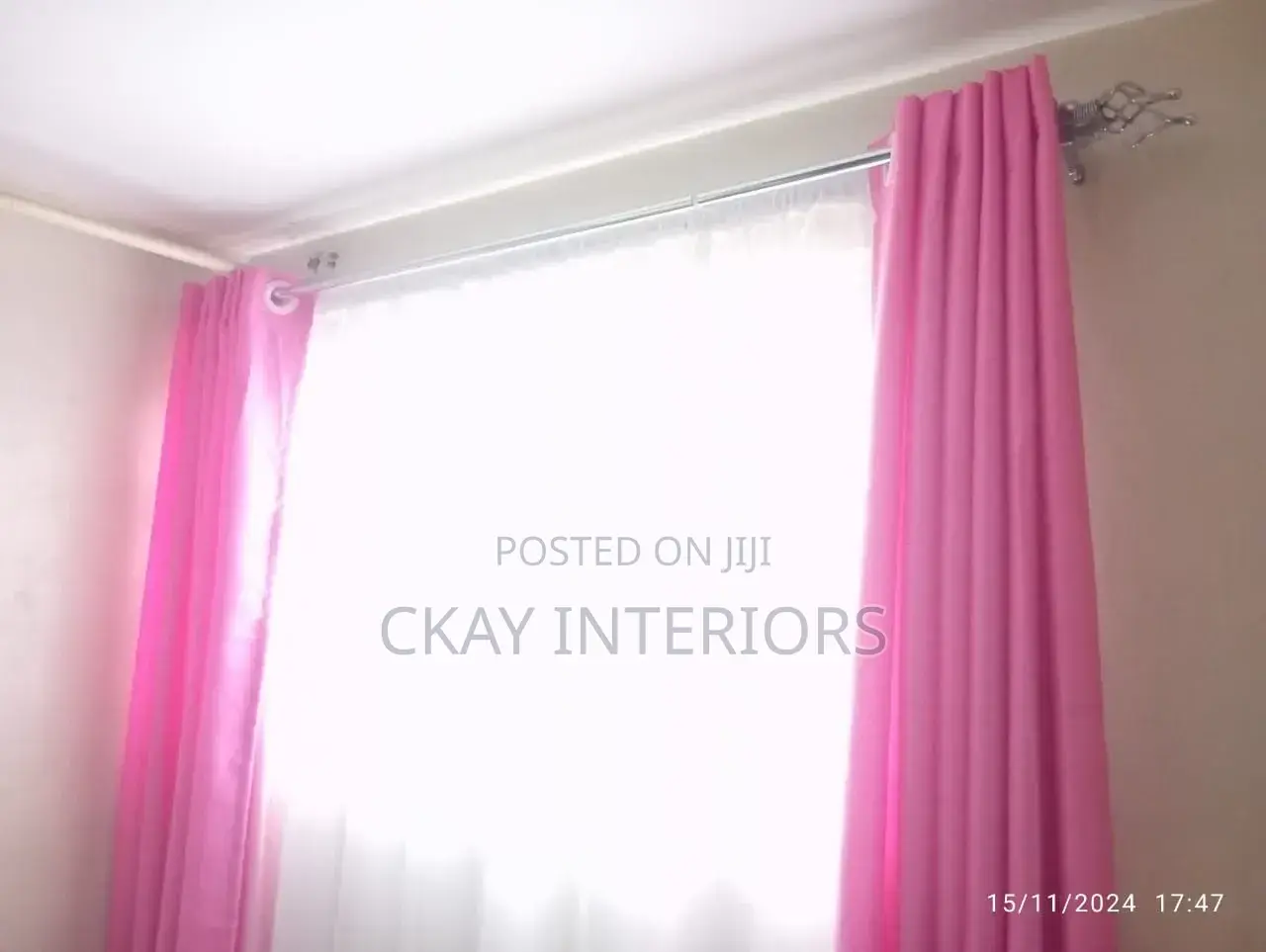Soft Plain Pink Colour Kids Hospital Room Window Curtains and Sheers