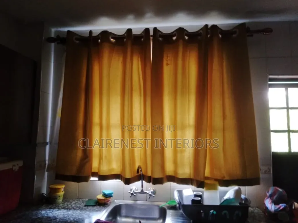 Maroon and Yellow Plain Window Curtains With Eyelates