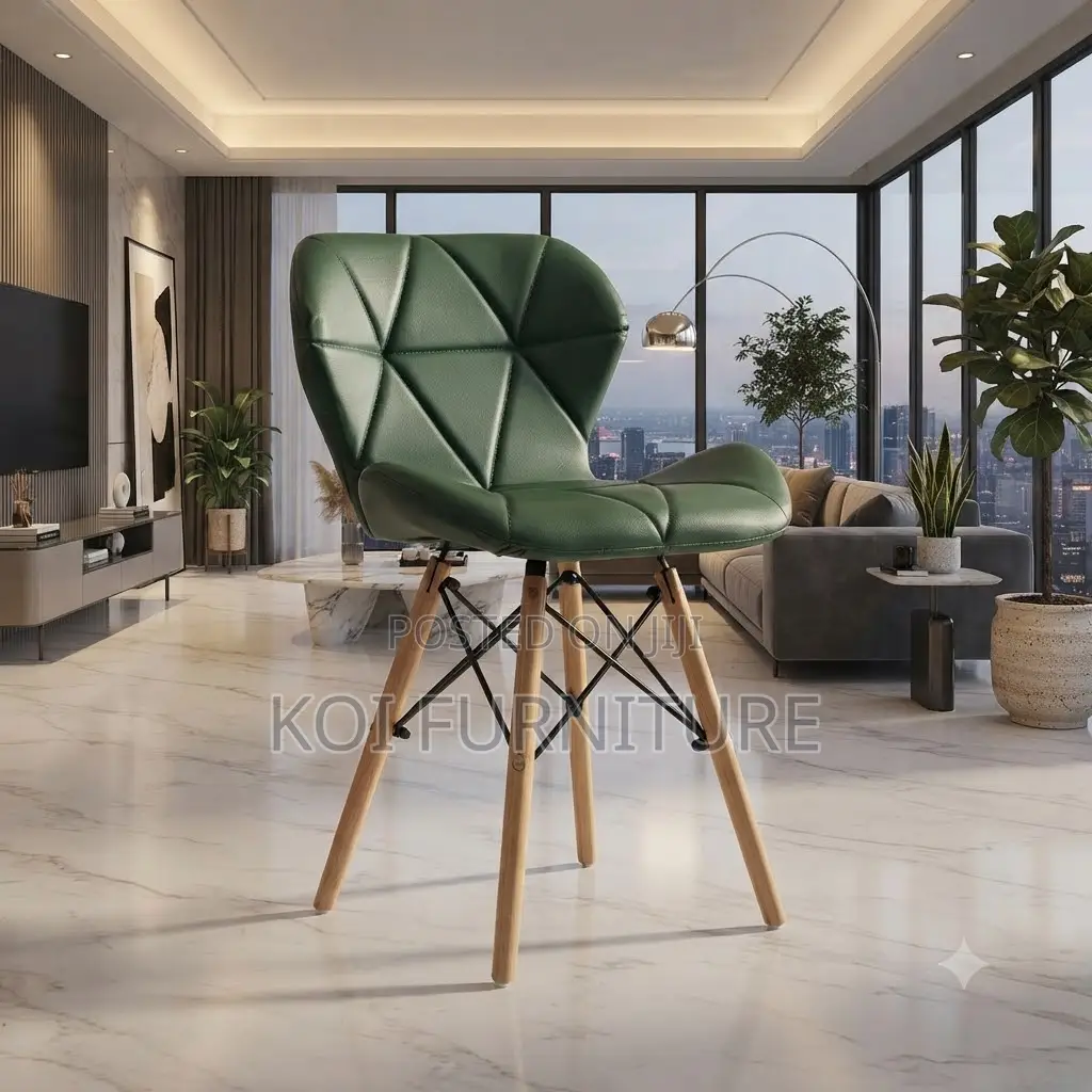 Dining Chairs; Leather Modern Eames Butterfly Chairs With Wooden Legs