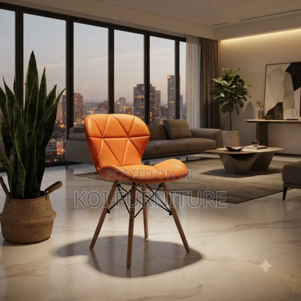 Dining Chairs; Leather Modern Eames Butterfly Chairs With Wooden Legs