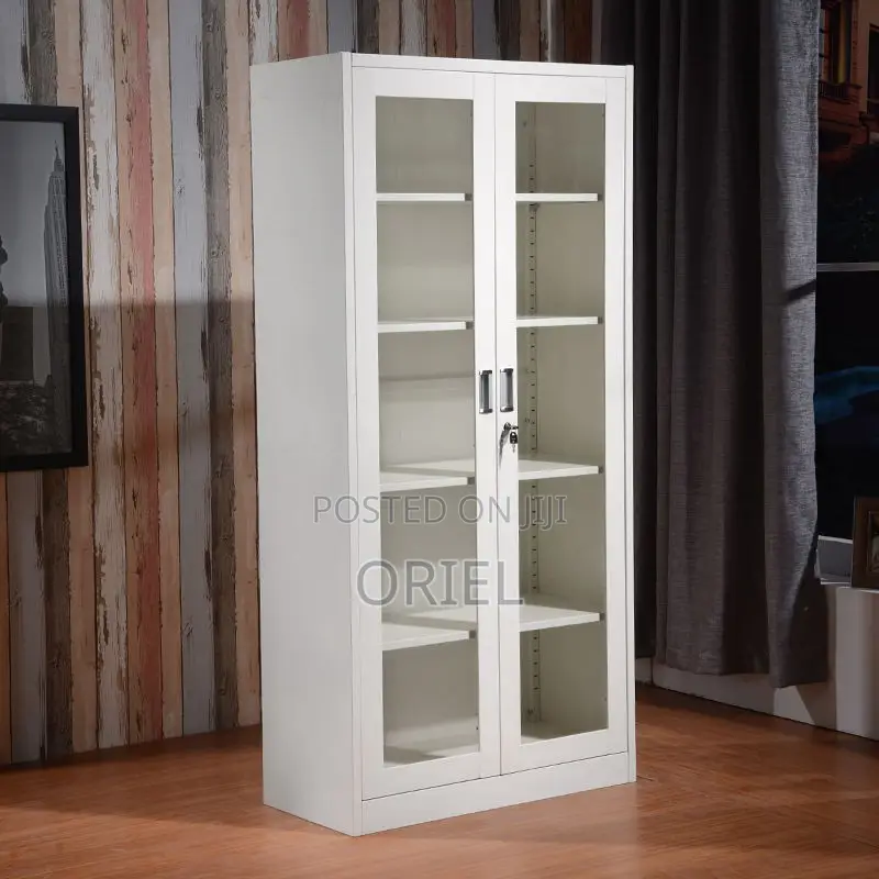 Office Cabinet : 2-Door Full Glass Lockable Cabinet
