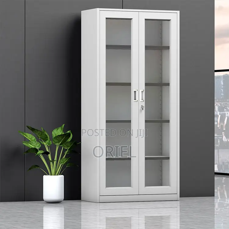Office Cabinet : 2-Door Full Glass Lockable Cabinet