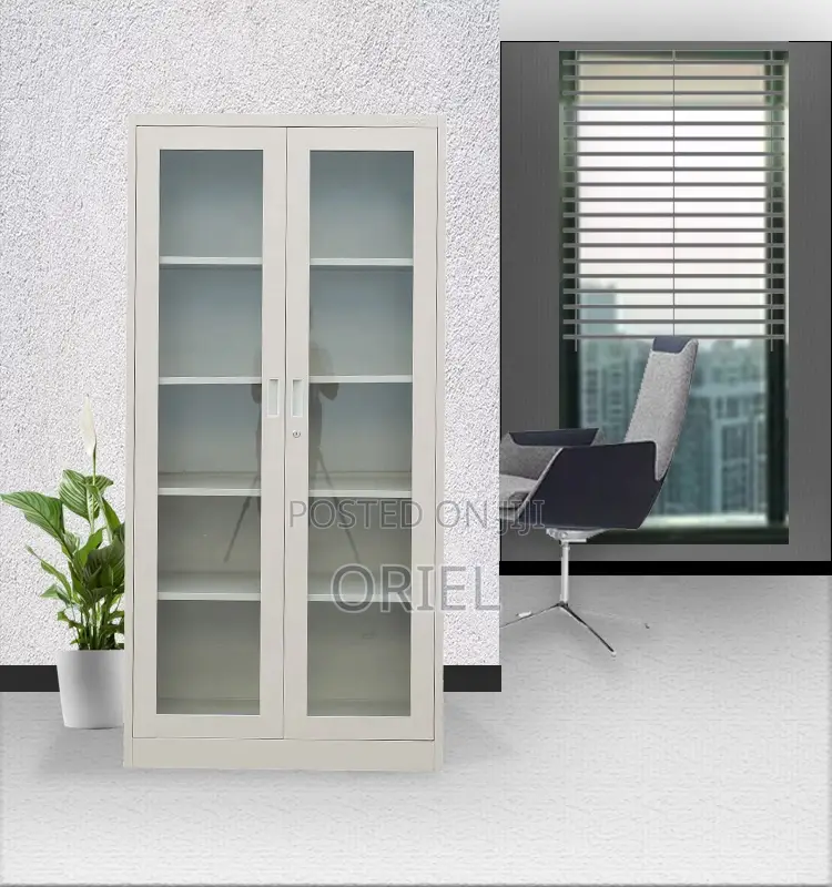 Office Cabinet : 2-Door Full Glass Lockable Cabinet
