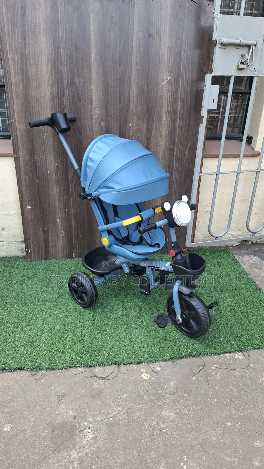 Foldable Kids Tricycle With Canopy, Lights Storage Basket