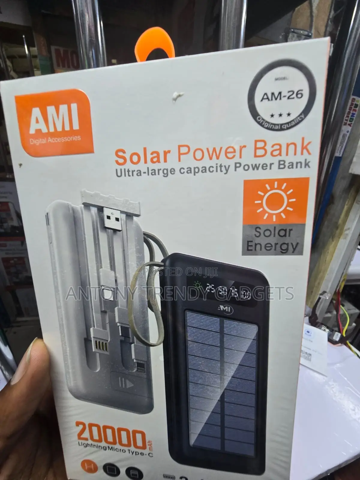 20000mAh AMI Power Bank With Solar Charging Dual USB
