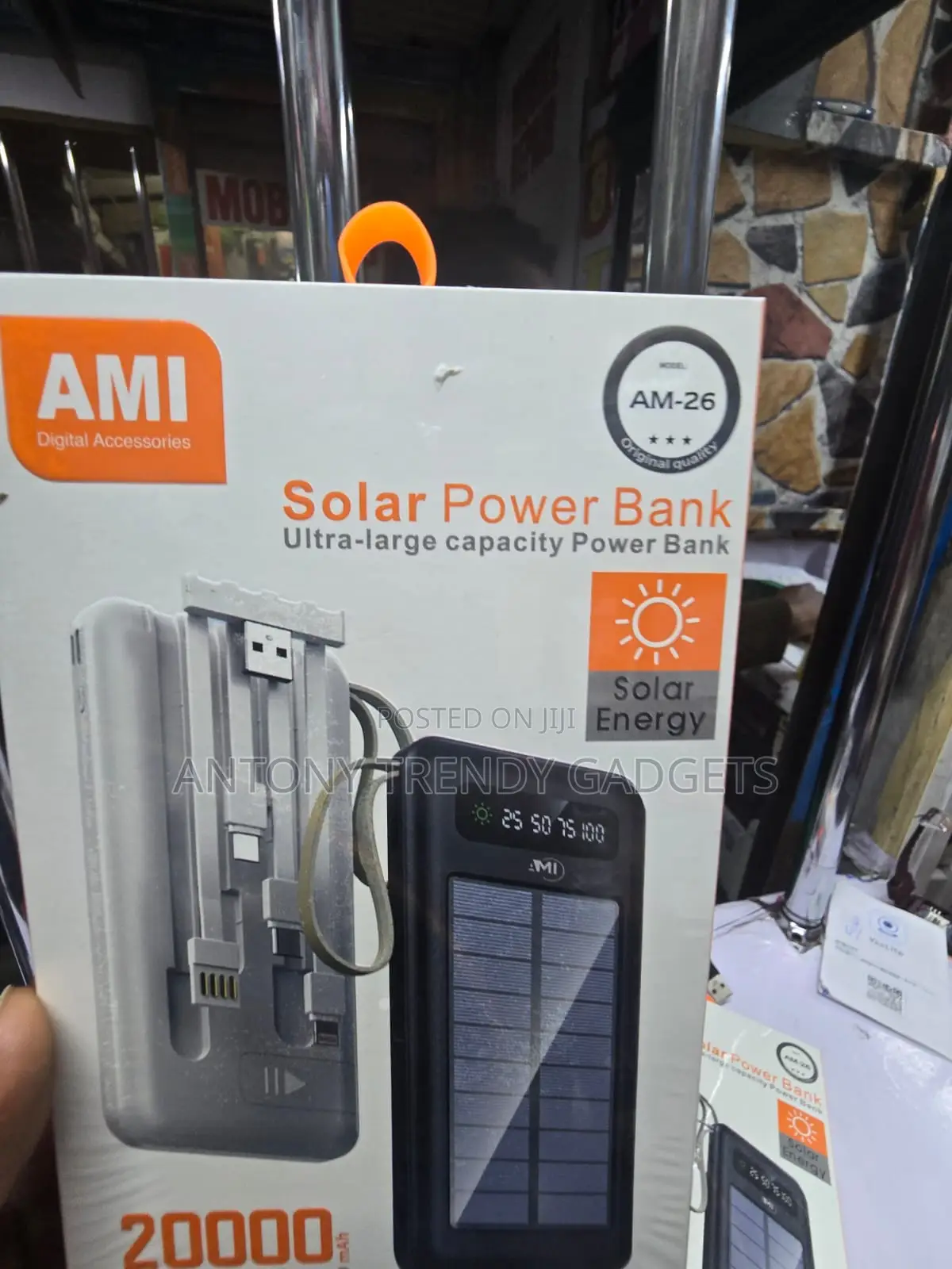 20000mAh AMI Power Bank With Solar Charging Dual USB