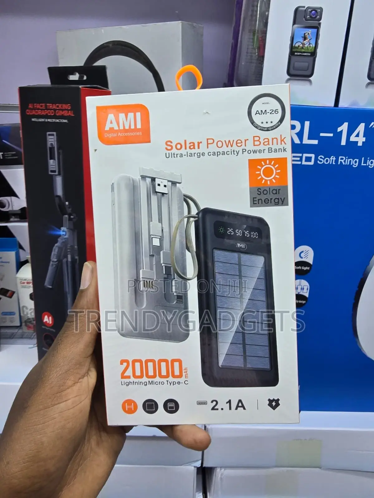 AMI AM-26 Portable Solar Charger 20000mAh Fast Charging