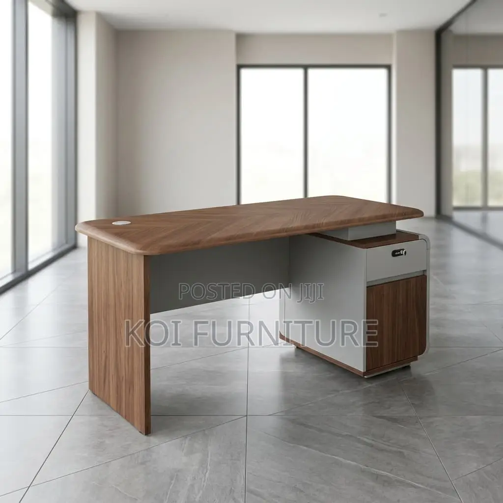 Office Desk; 1.4m Clerical Office Desk With Integrated Cable Port