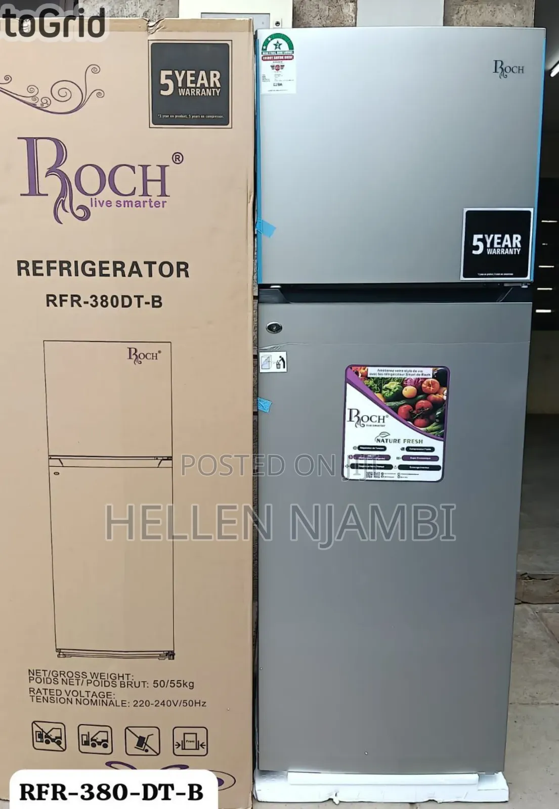 Roch RFR-380-DT-B Double Door (306 Litres )