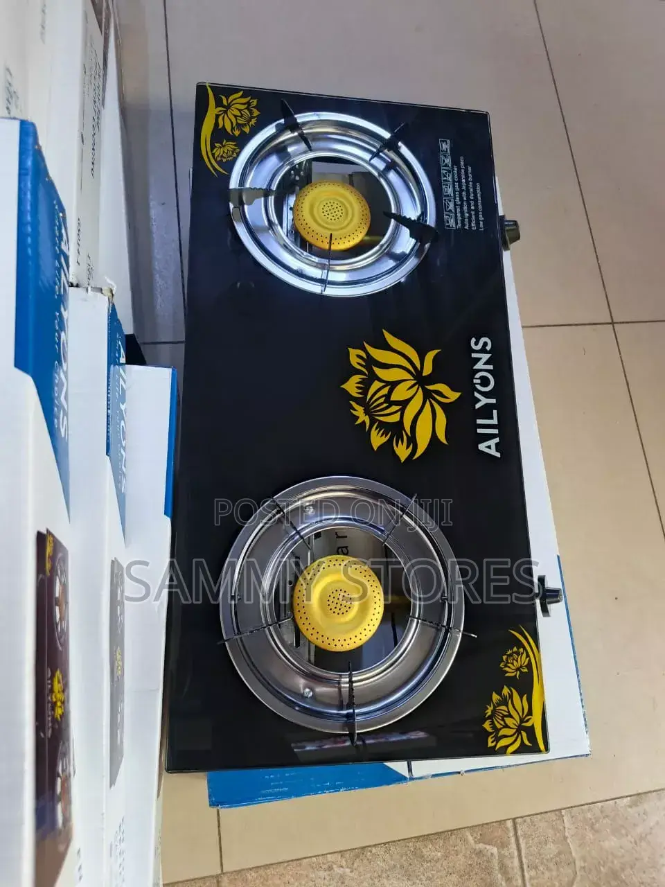 AILYONS Double Burner Gas Stove – Durable Glass Top for Home Kitchen