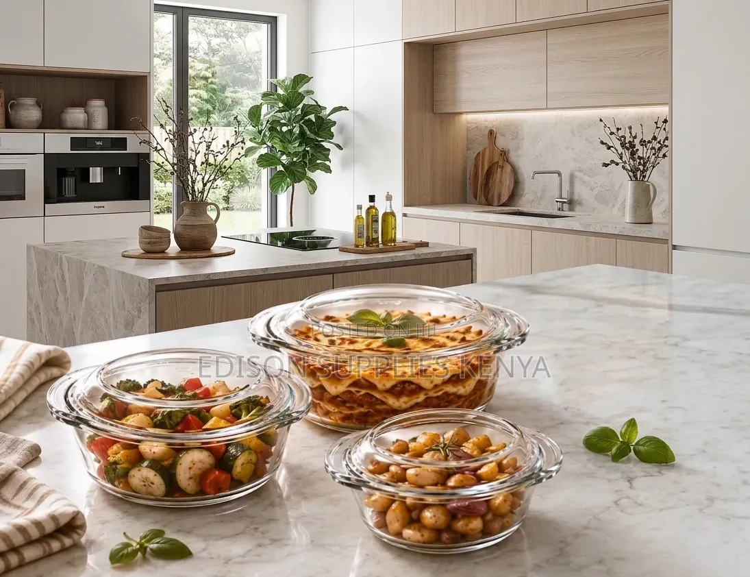 3Pc Dishes Glass Casserole Set – Microwave Safe, Baking, Serve, Store