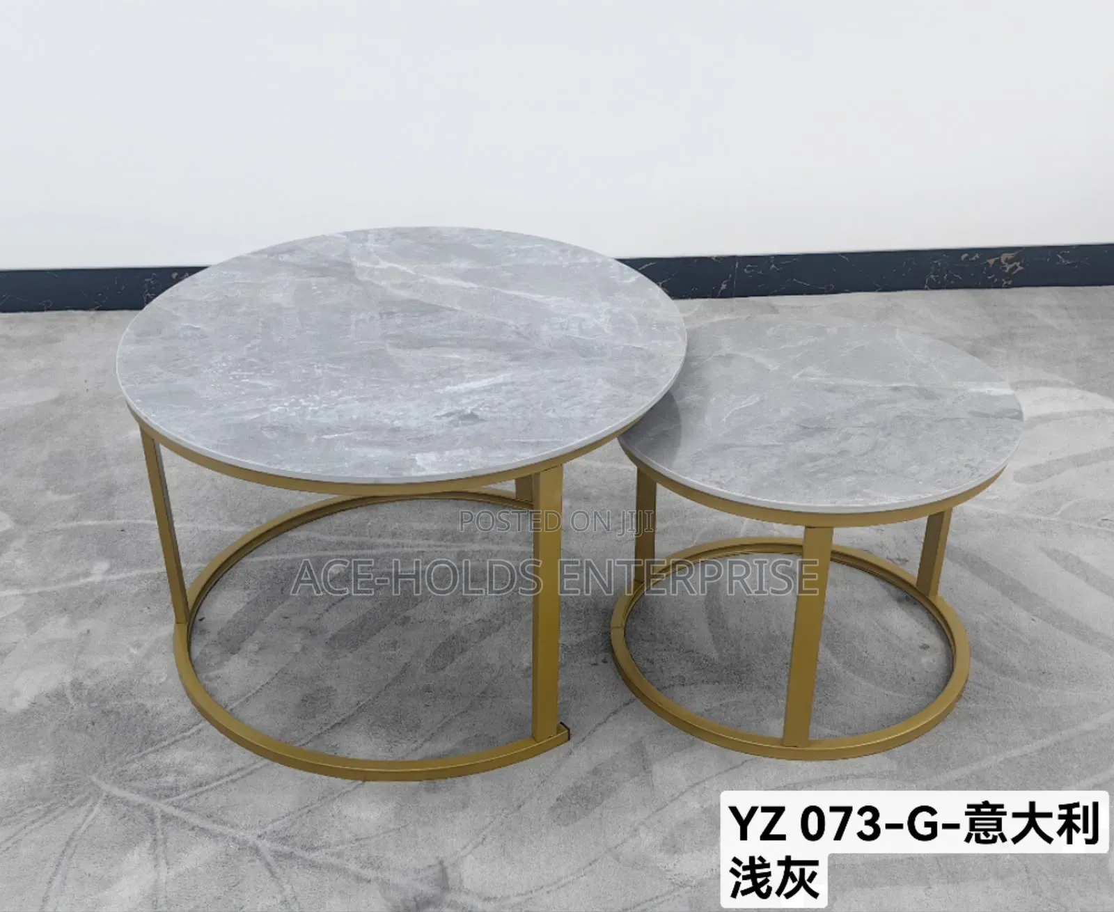 Pure Marble Nesting Coffee Table Black/ Gold Stands Finish