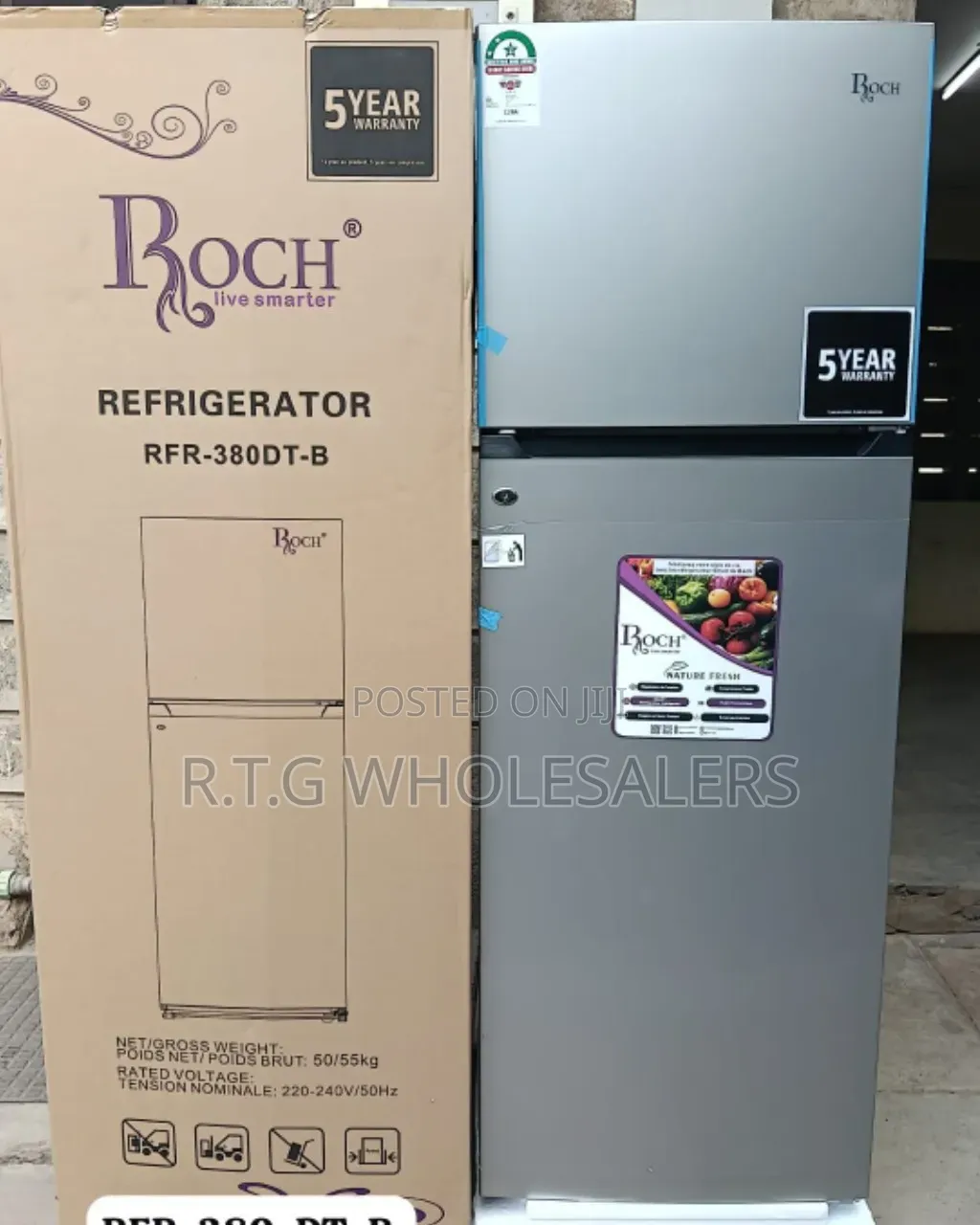 Roch RFR-380-DT-B 306L Double Door Fridge