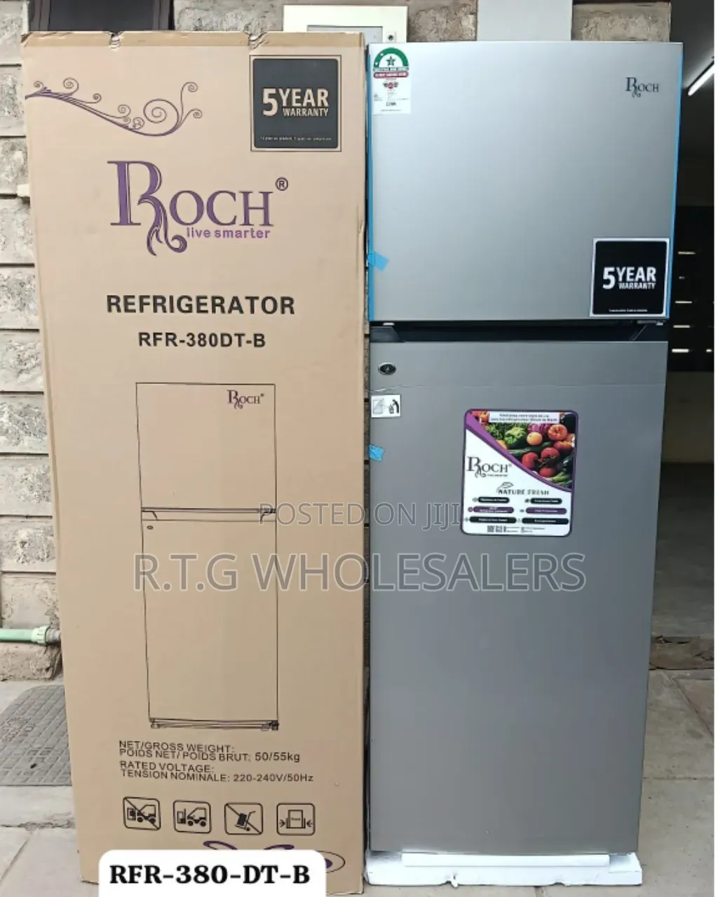 Roch RFR-380-DT-B 306L Double Door Fridge