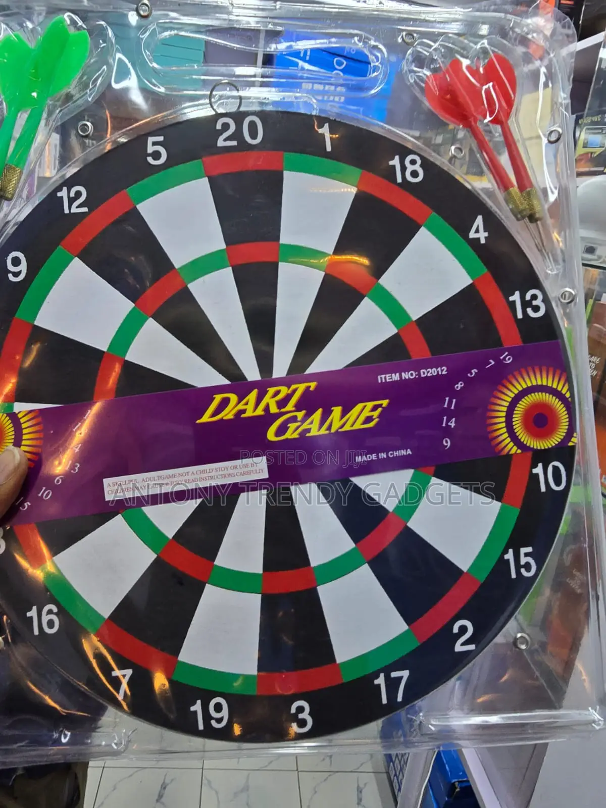 17 Inch Dart Board Game Set With 6 Darts Double Sided