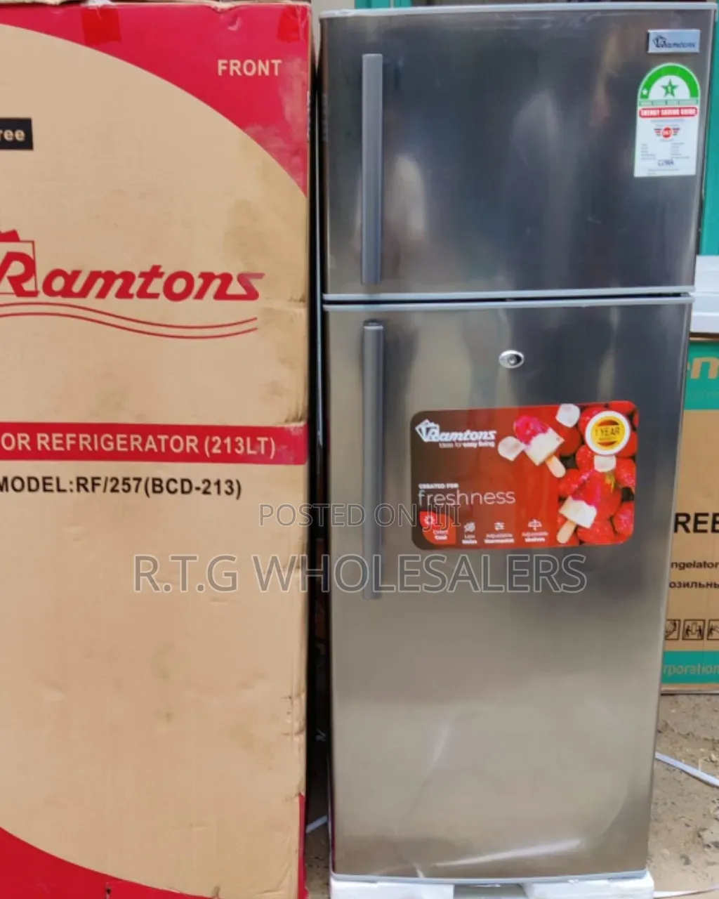 Ramtons RF/257 213L Double Door Fridge Titan