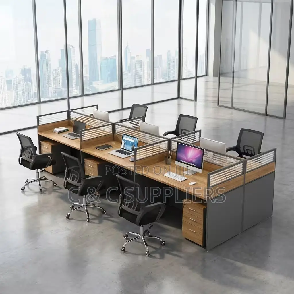 Office 6-Seater Brown Work-Station