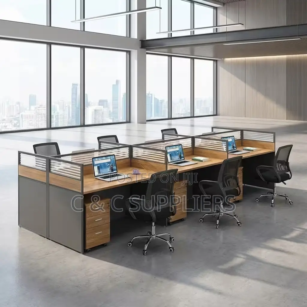 Office 6-Seater Brown Work-Station