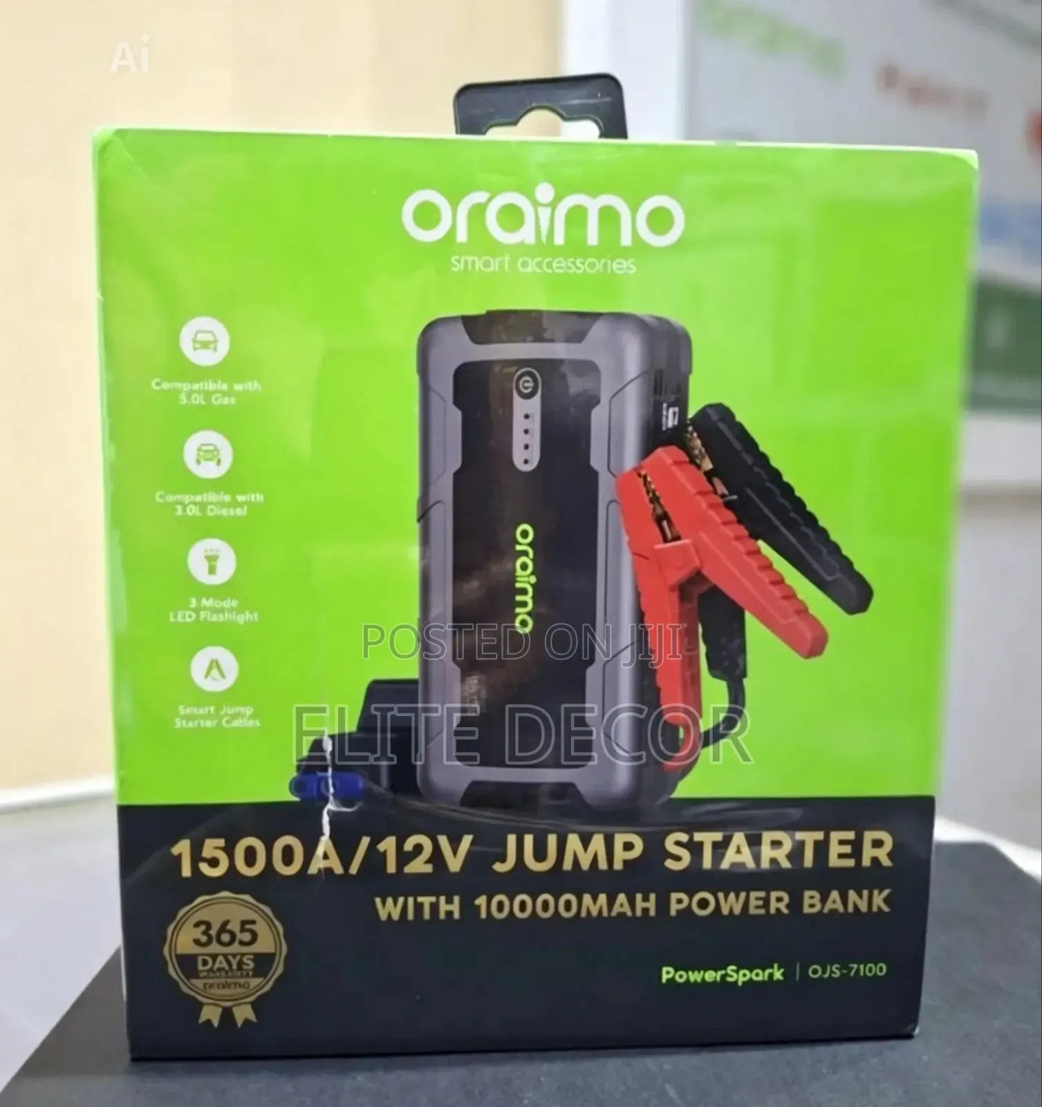 Oraimo PowerSpark 1500A 12V Car Jump Starter + 10,000mAh Power Bank