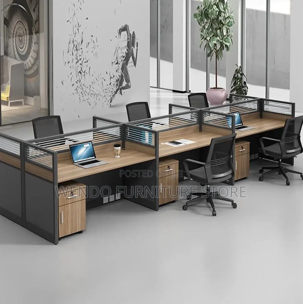 Office Workstation; Six Way Rectangular Shaped Workstation