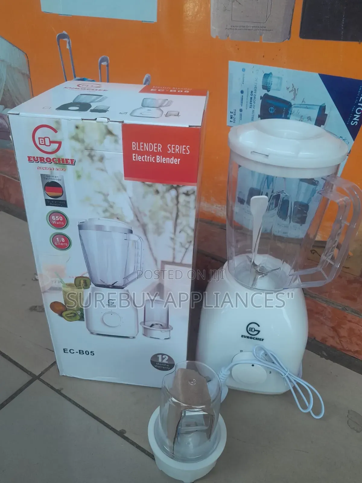 Eurochef 2-in-1 650W, 1.8l Jar Blender and Grinding Mill