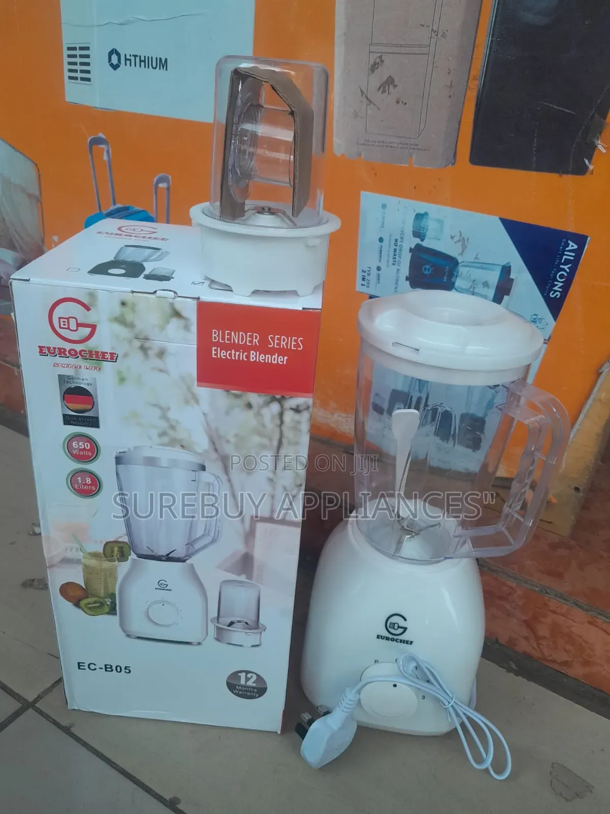 Eurochef 2-in-1 650W, 1.8l Jar Blender and Grinding Mill