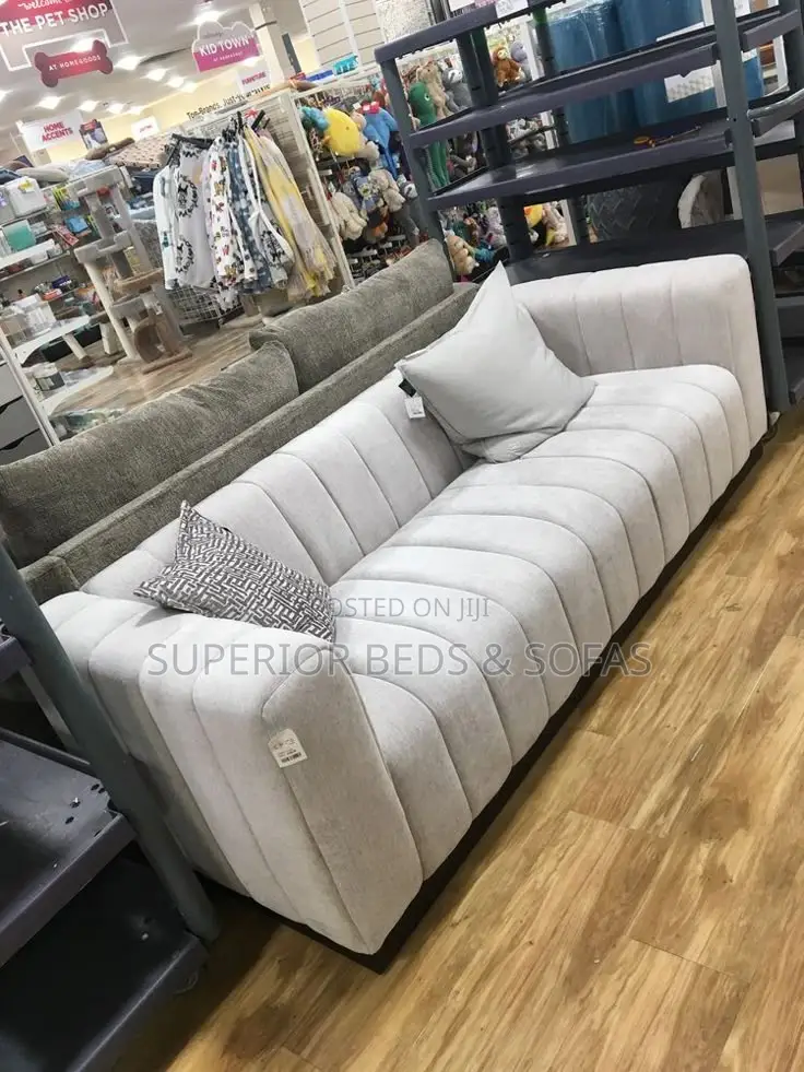 Cream Ribbed 3-Seater Sofa: Limited Offer!