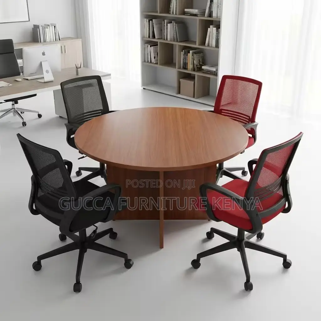 Round Brown Conference Meeting Table.