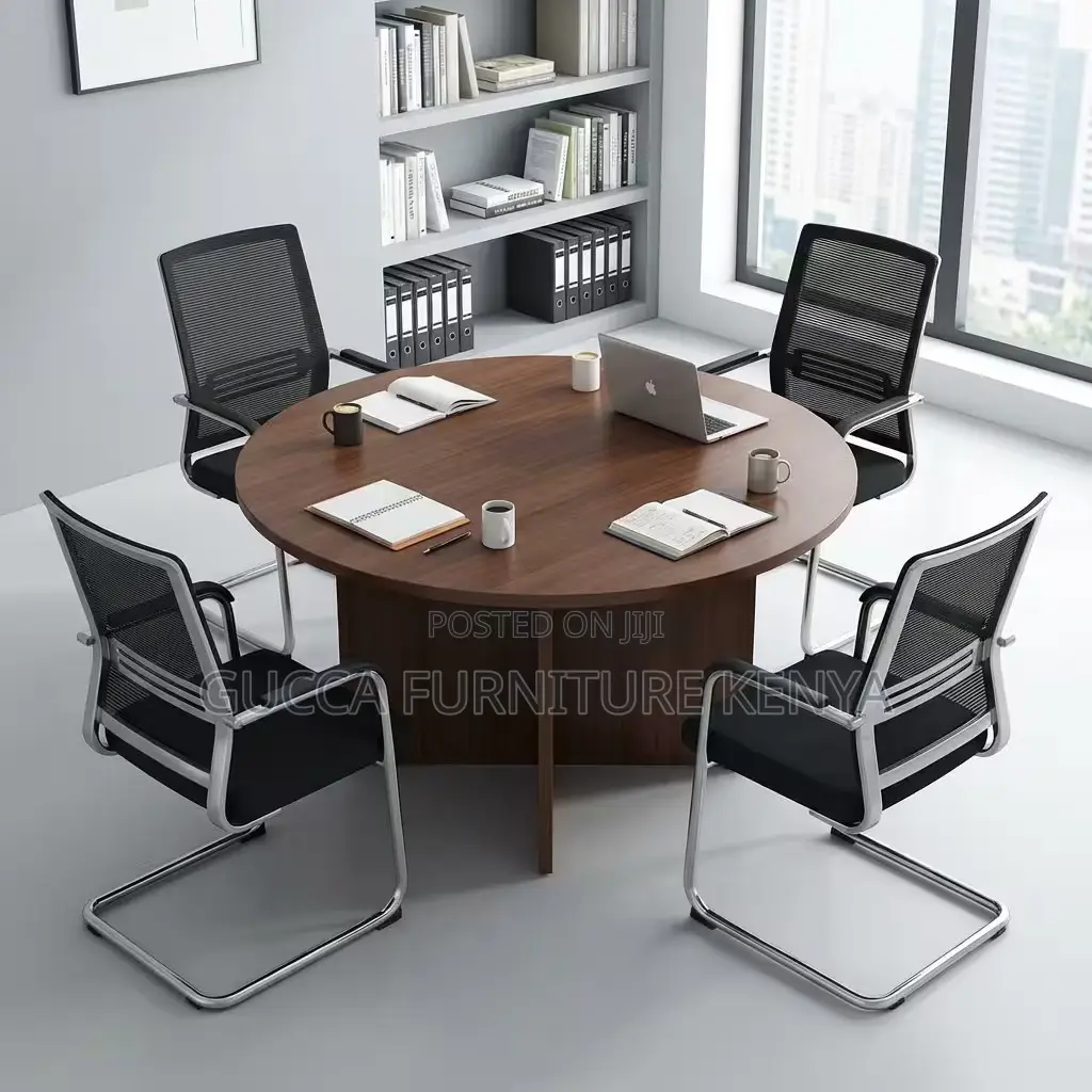 Round Brown Conference Meeting Table.