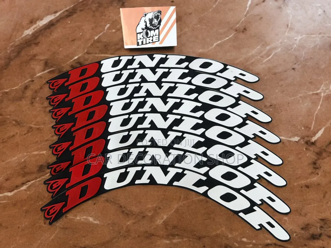 Dunlop Water Resistant Outdoor Rubber Adhesive Tire Stickers
